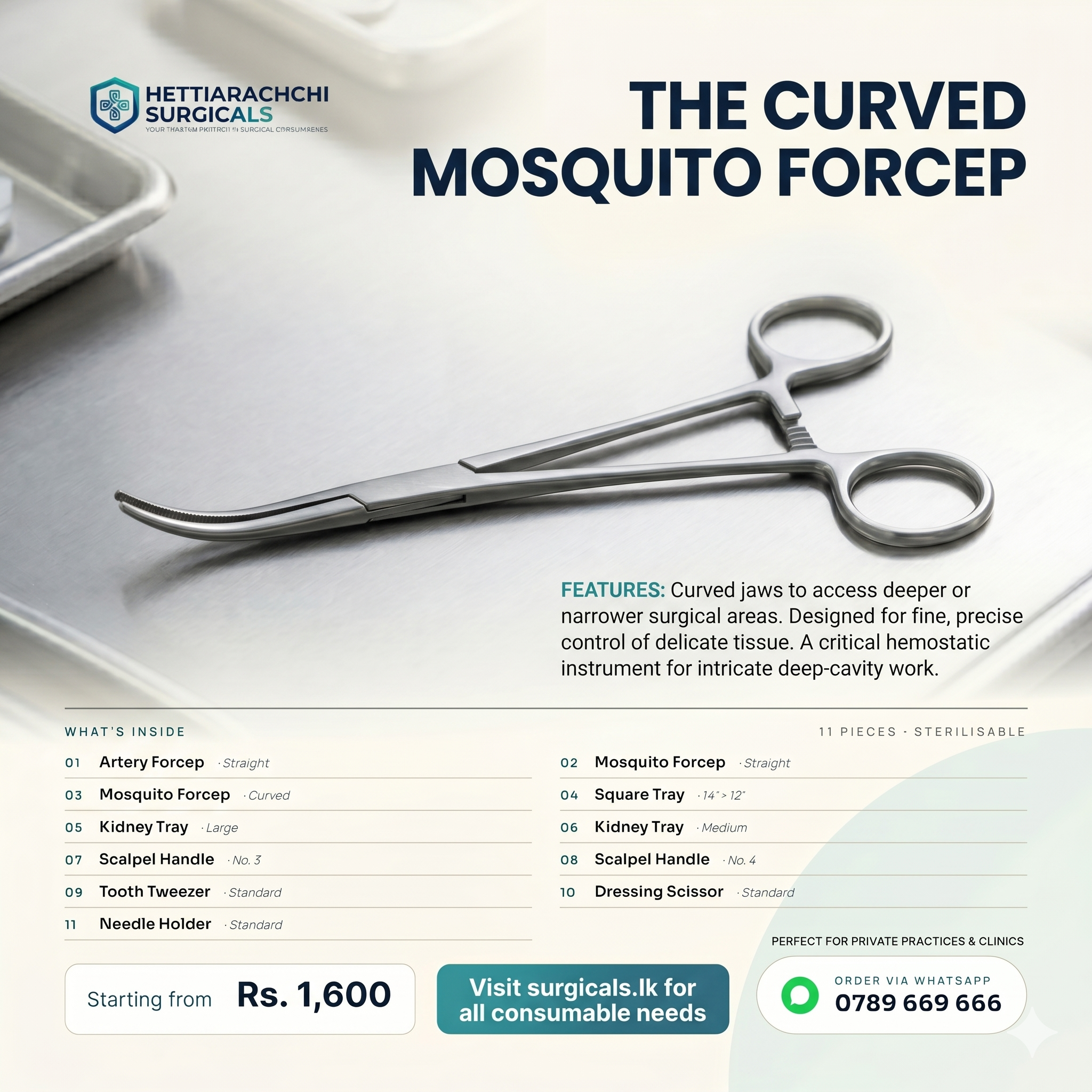 Mosquito Forceps — Premium surgical instrument from Hettiarachchi Surgicals.